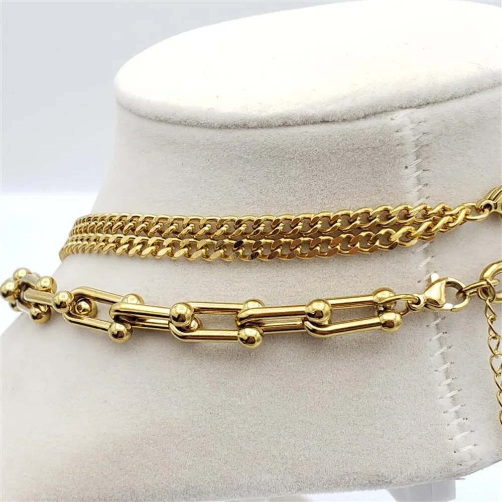 Double Chain Necklace with Authentic Louis Vuitton Padlock Pendant & Fresh Pearl
